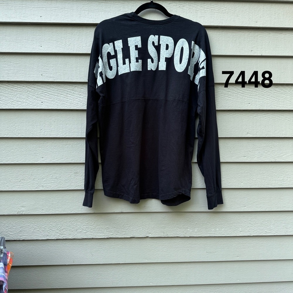 Exist Eagle Sportz Black Spirit Jersey Long Sleeve Glitter Graphic Tee Small